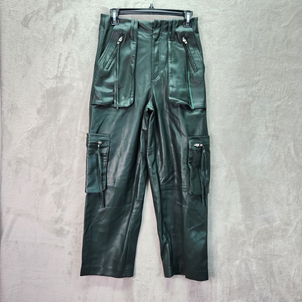 Blank NYC Womens 27 Green Baxter Don't Forget Faux Leather Cargo Pants Pocket